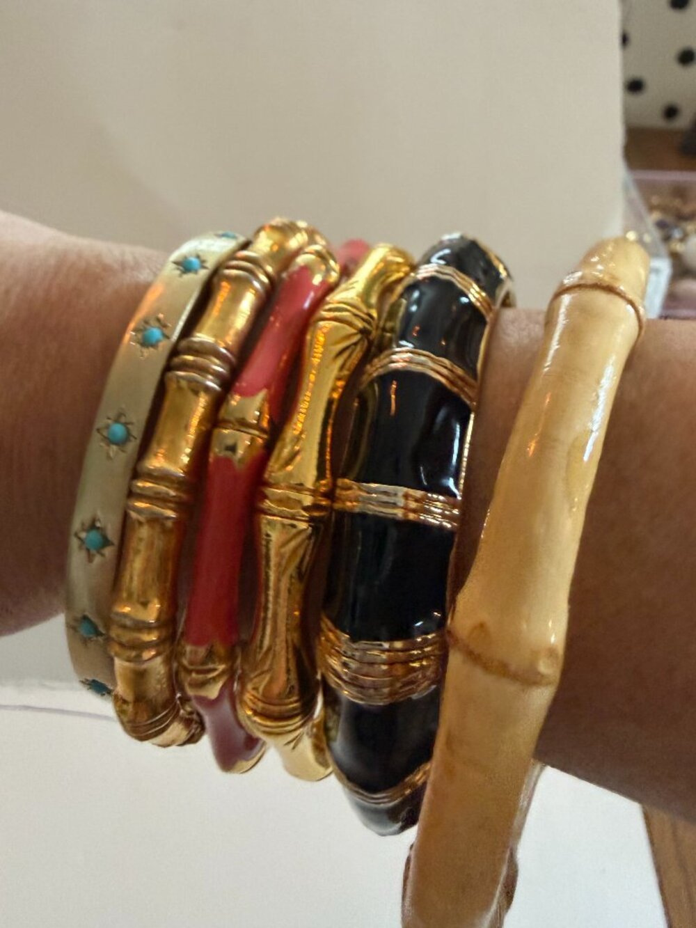 Group of Bamboo Form Bracelets